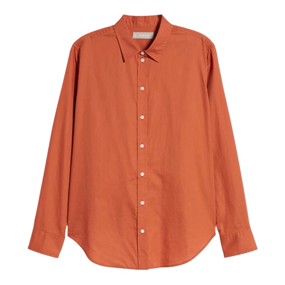 Everlane The Silky Cotton Relaxed Oversized Collared Shirt Canyon Orange Size 2